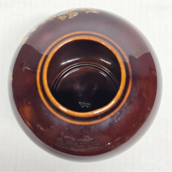 Vintage Japanese Peacock Theme Brown Vase - Picture 4 of 8